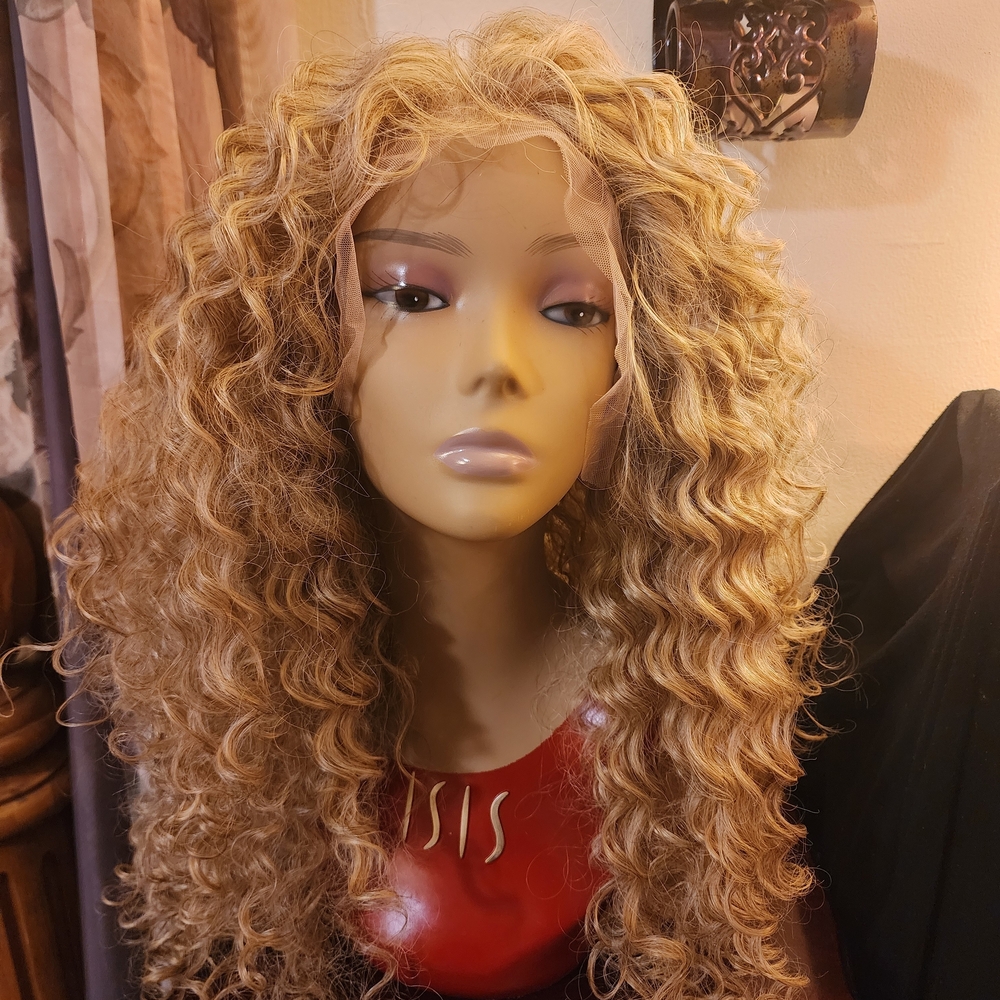 Voluminous Curly Golden Wig